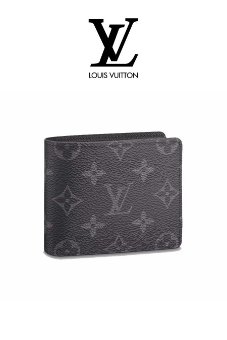 جزدان شبابي -  Louis Vuitton / شامل علبة الشركة  - شعار / اسود رمادي